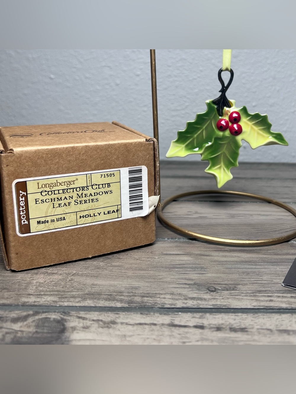 Longaberger NIB 2010 Collectors Club Meadows Holly Leaf Series Ornament Christma